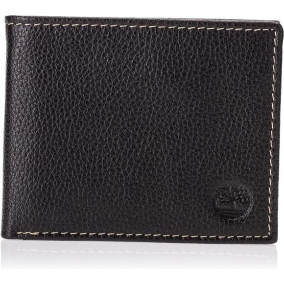 Men's Leather Wallet With Attached Flip Pocket, Black (Sportz)